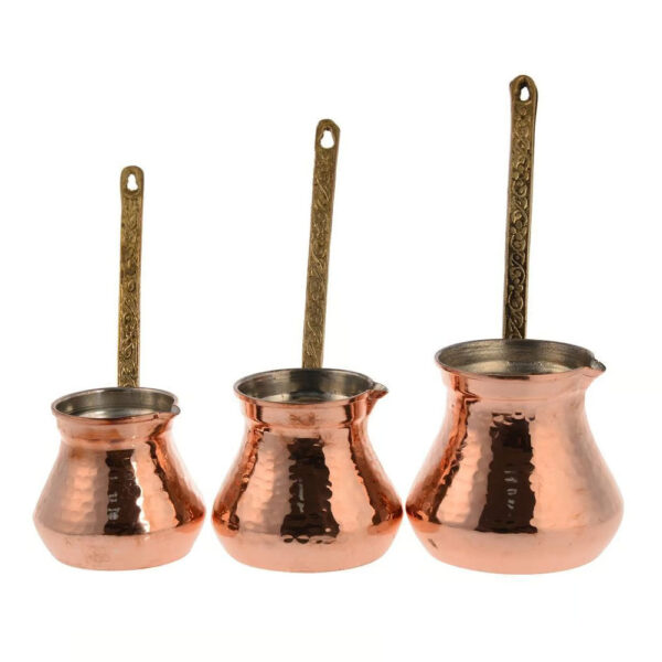 Kahve Potu Seti - Üçlü Tombul İşlemeli - Beyaz