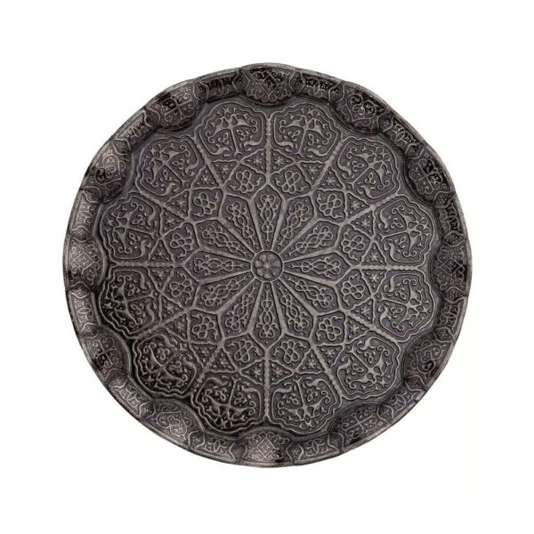 Tray Double - Round Metal - Pewter