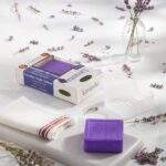 Lavender Essence Soap Gift Set – 3 in 1 Natural Soap Bar with Soap Tray & Washcloth for Sensitive Skin