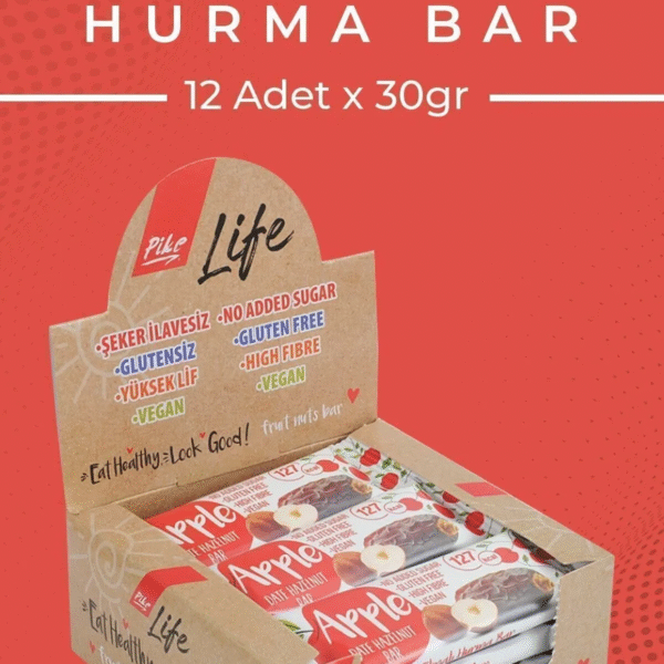 Organic vegan bar apple and date healthy snacks 12 pieces No added sugar