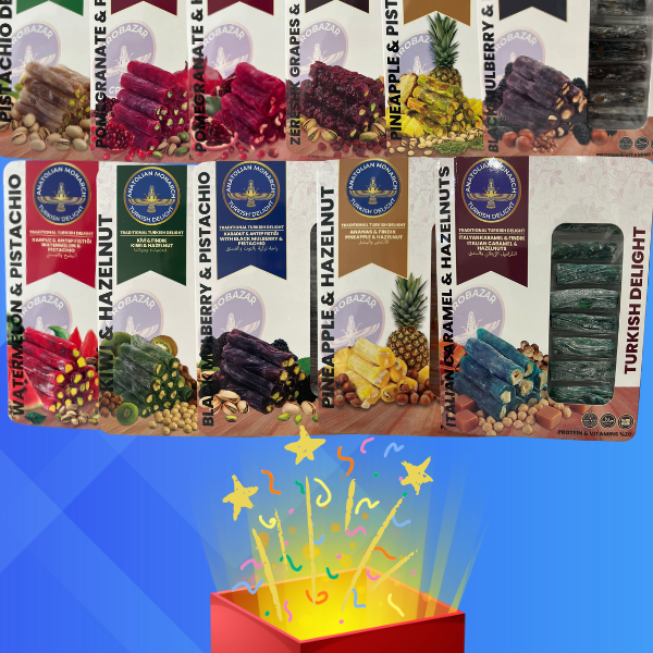 Mixed Turkish Delight Gift Box 11 Assorted Lokum Flavors Pistachio, Hazelnut, Fruit Caramel Handmade Turkish Sweets Gourmet Candy Set