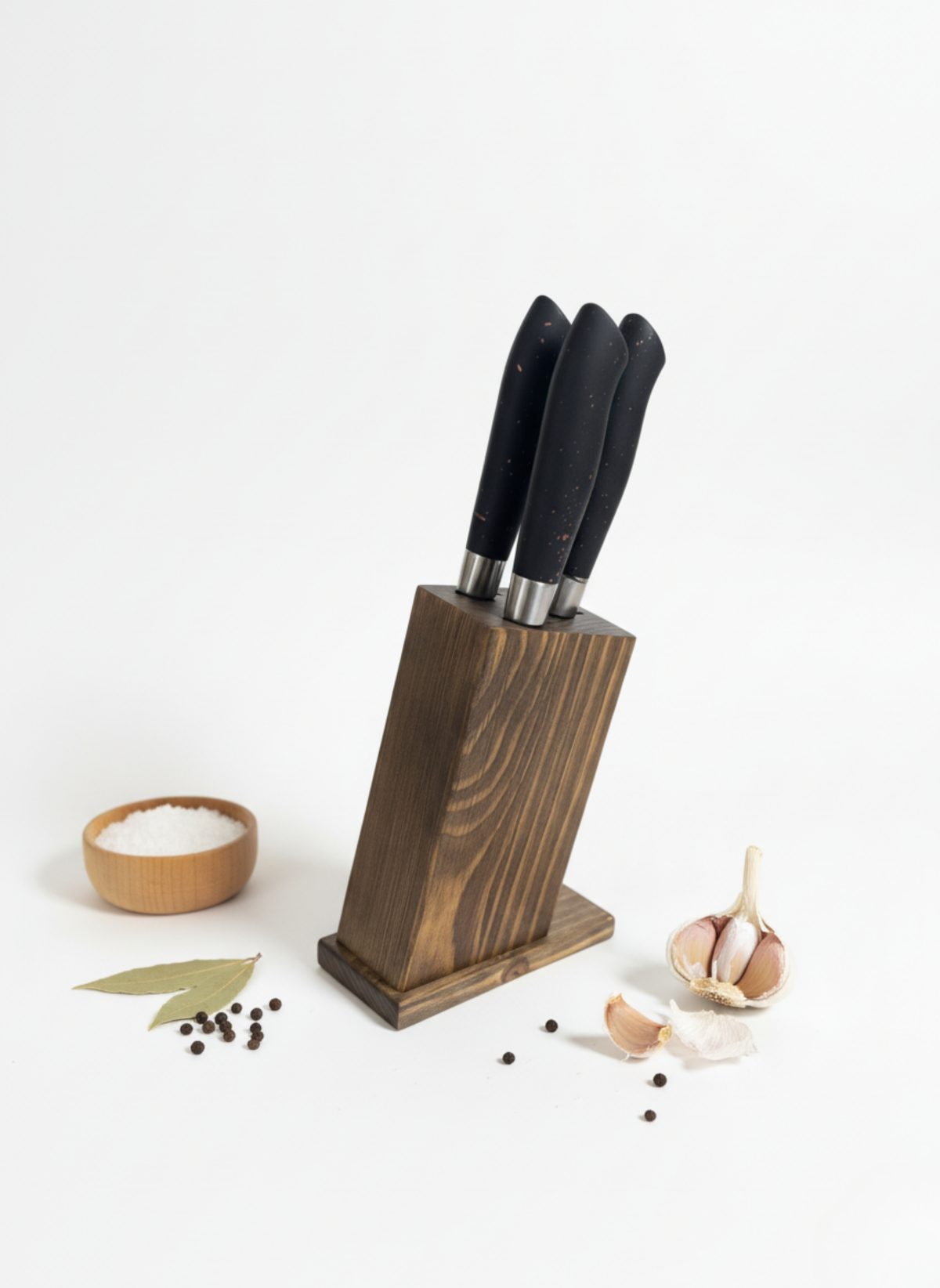 Handmade 3 Piece Chef Knife Set with Wooden Stand | Professional Stainless Steel Kitchen Knives | Luxury Chef Gift for New Home - Image 2