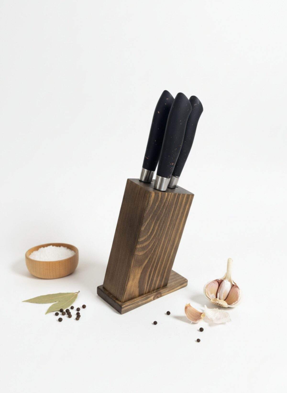 Handmade 3 Piece Chef Knife Set with Wooden Stand | Professional Stainless Steel Kitchen Knives | Luxury Chef Gift for New Home - Image 2