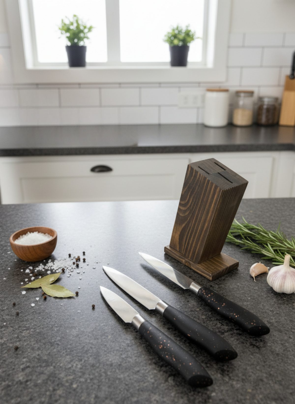 Handmade 3 Piece Chef Knife Set with Wooden Stand | Professional Stainless Steel Kitchen Knives | Luxury Chef Gift for New Home - Image 4