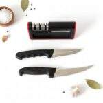 Handmade 2 Piece Kitchen Knife Set with Adjustable Sharpener | Stainless Steel Chef Knives | Japanese Style Razor Sharp Blades