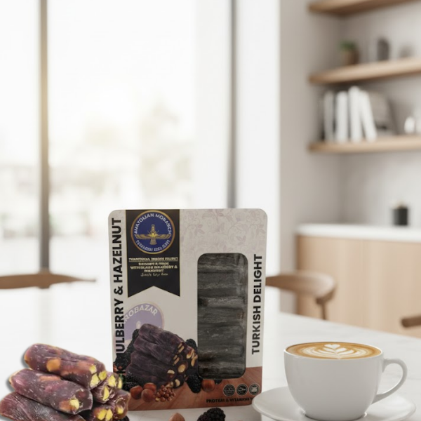 Handmade Mulberry Hazelnut Turkish Delight 125g – Natural Fruit Lokum – Authentic Turkish Sweet – Gourmet Gift Candy – No Additives