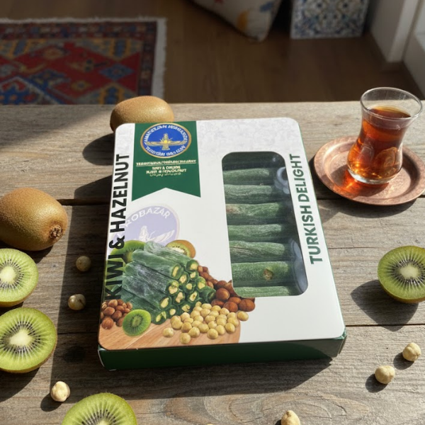Handmade Kiwi Hazelnut Turkish Delight 125g – Natural Fruit Lokum – Authentic Turkish Sweet – Gourmet Candy Gift – No Additives
