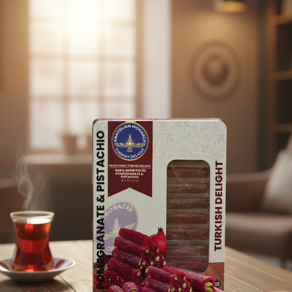 Handmade Pomegranate Pistachio Turkish Delight 125g – Natural Fruit Lokum – Authentic Turkish Sweet – Gourmet Candy Gift – No Additives