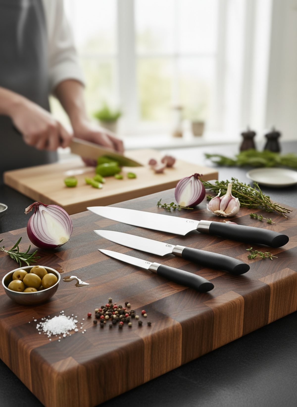 Handmade 3 Piece Chef Knife Set | Japanese Style Stainless Steel Kitchen Knives | Professional Chef Gift - Image 4