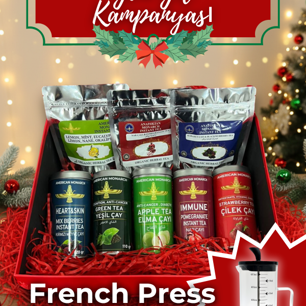 Yılbaşı Özel Herbal Tea Hediye Kutusu | Karışık Bitki & Meyve Çayları Seti | Şık Kutu