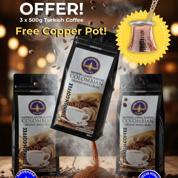 Anatolion Turkish Coffee Medium Roast, Traditional Fine Grind, Rich & Authentic Flavor 3×500g