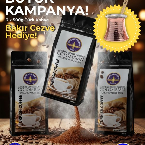 Anatolion Türk Kahvesi Orta Kavrulmuş, Geleneksel İnce Öğütüm, Zengin ve Otantik Lezzet 3×500 g