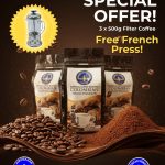 American Monarch Dark Roast Filter Coffee Beans, Premium Filter Coffee, Free French Press 3x500g