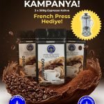 American Monarch French Press Hediyeli Set, Tam Kavrulmuş Espresso Kahve Çekirdeği 3x500g