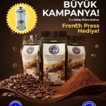 American Monarch French Press Hediyeli Tam Kavrulmuş Kahve Seti, Premium Filtre Kahve Seti 3x500g