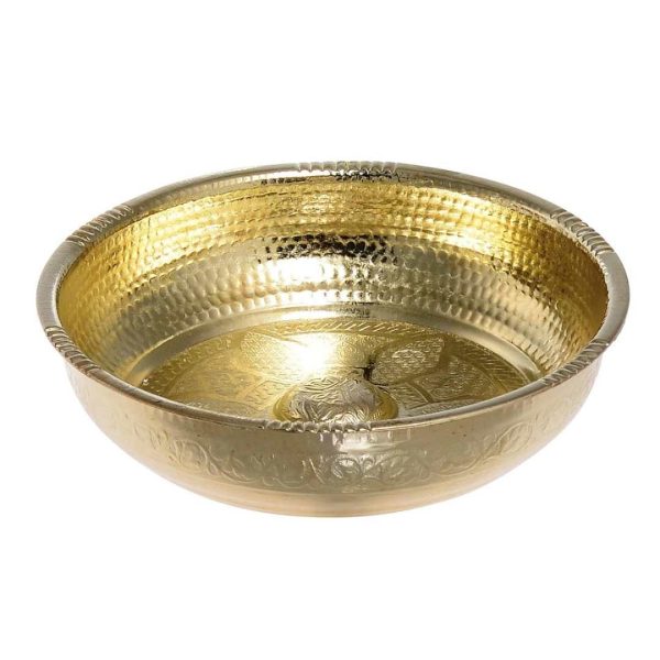 Turkish Bath Bowl Zamak Metal, Traditional Bathroom Accessory (Gold)