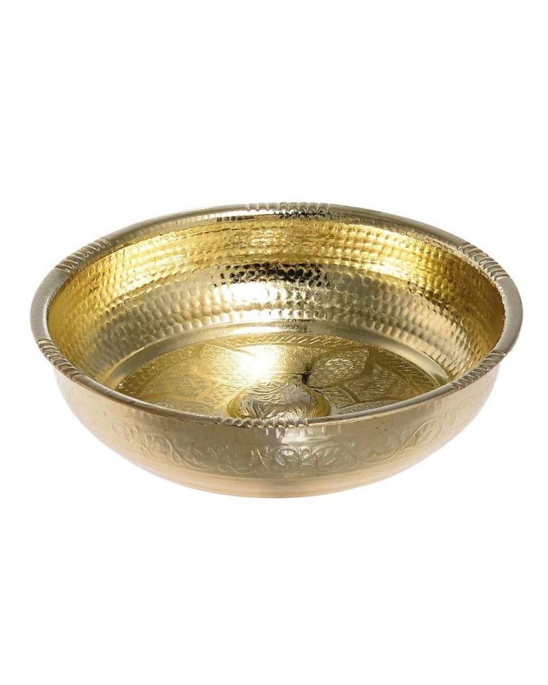 Turkish Bath Bowl Zamak Metal, Traditional Bathroom Accessory (Gold)