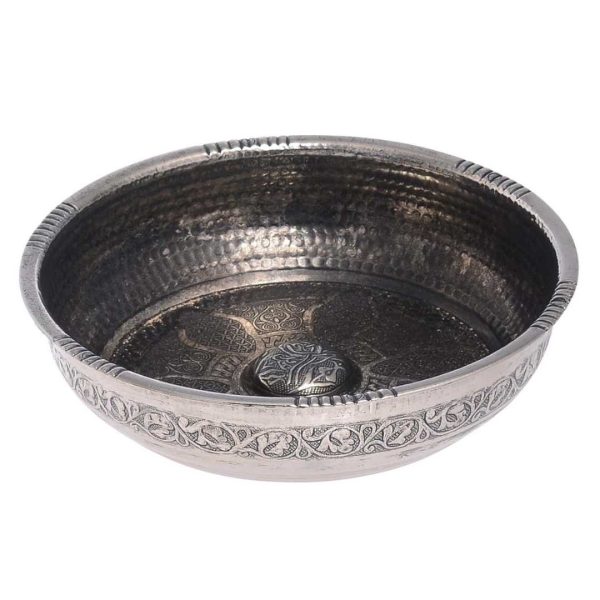 Turkish Bath Bowl Zamak Metal, Traditional Bathroom Accessory (Tinned)