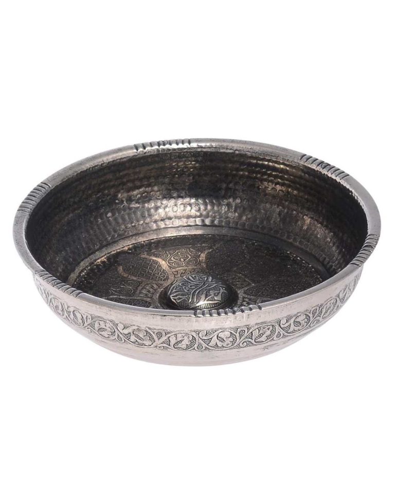 Turkish Bath Bowl Zamak Metal, Traditional Bathroom Accessory (Tinned)