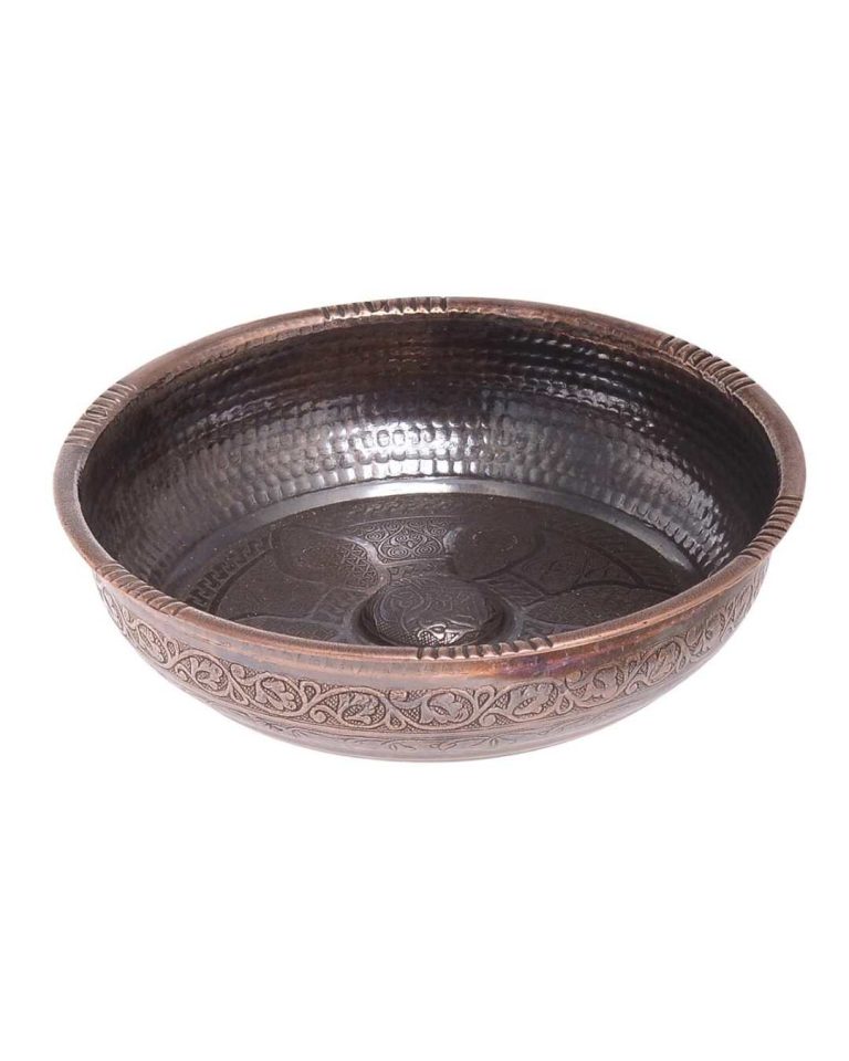 Turkish Bath Bowl Zamak Metal, Traditional Bathroom Accessory (Antique Copper)