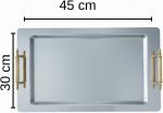 Stainless Steel Serving Tray with Gold Handles, Large Rectangular Silver Luxury Serving Platter, 17.7 x 11.8 Inches - Image 2