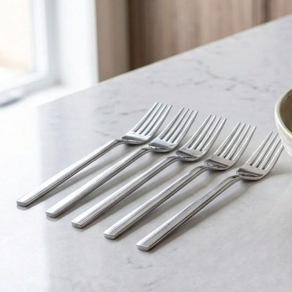 Stainless Steel Dinner Forks Set of 6, 304 Grade, 4mm Thick, Modern Flatware for Everyday Use