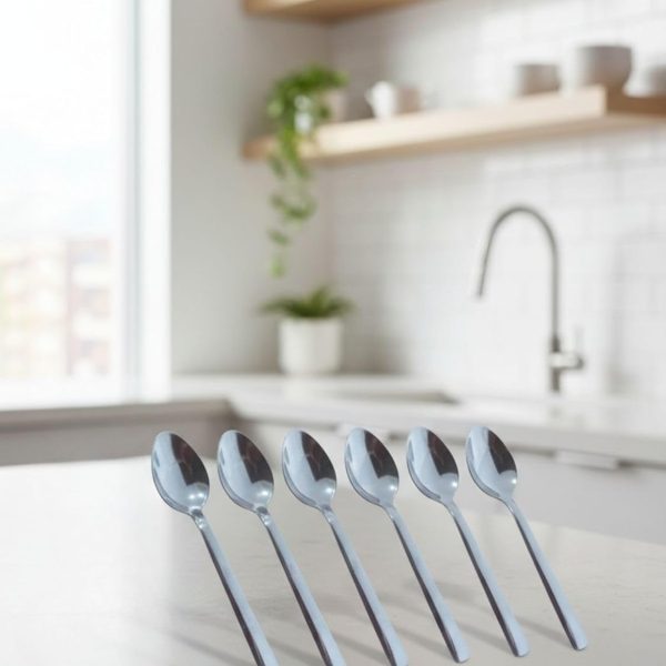 304 Stainless Steel Teaspoons Set of 6, 2mm Thick Polished Cutlery for Tea and Coffee