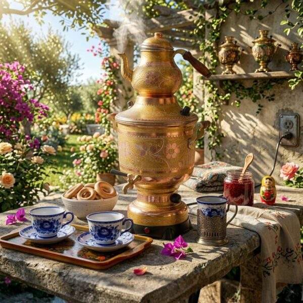 100 Pure Copper Electric Samovar Tea Maker Traditional Turkish 6L Yellow