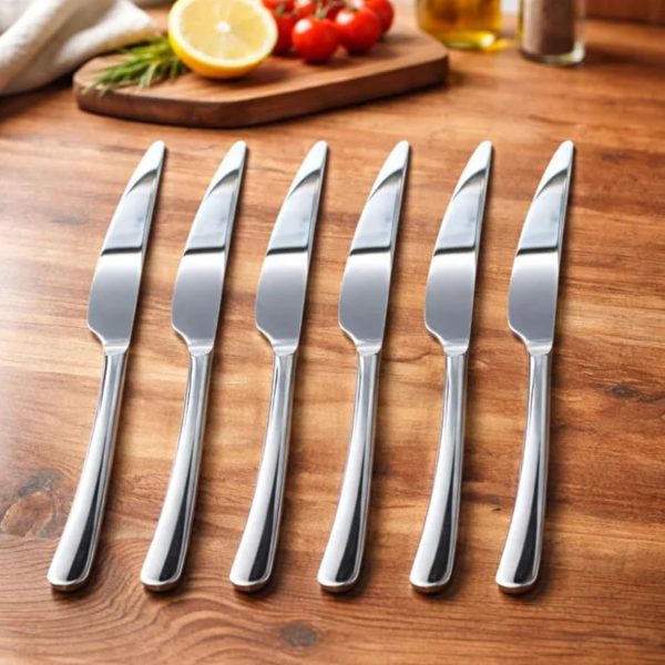 Stainless Steel Dinner Knife Set, 304 Grade, 10mm Thick, Durable and Elegant Flatware, Set of 6