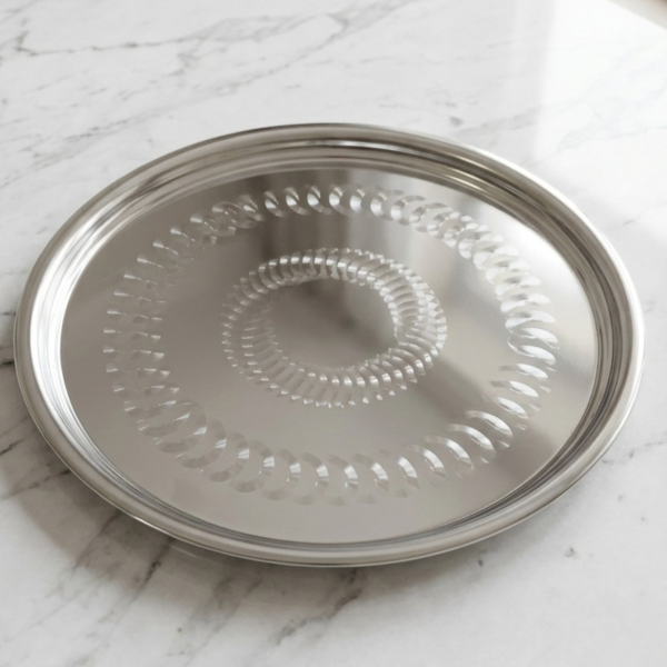 Stainless Steel Serving Tray with Chrome Finish,Tray for Home Kitchen Table Service (50 cm)