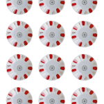 Porcelain Tea Saucer Set with Red Floral Pattern, Small Decorative Plates, 12 Pieces