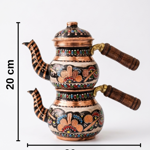 Erzincan Handcrafted Copper Teapot for 2, Decorative & Daily Use Turkish Tea Kettle