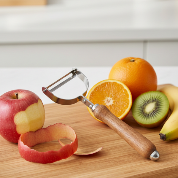 Ahşap Saplı Sebze Meyve Soyucu, Paslanmaz Çelik Pratik Yan Soyacak, Keskin ve Ergonomik