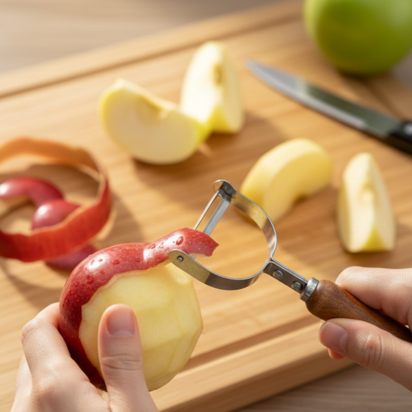Stainless Steel Vegetable Peeler with Wooden Handle Kitchen Peeling Tool