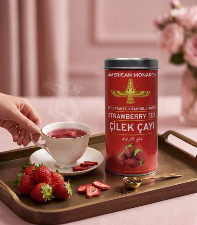 Real Strawberry Chunk Tea, Natural Fruit Tea Blend, Hot & Cold Fresh Strawberry Infusion, 300gr