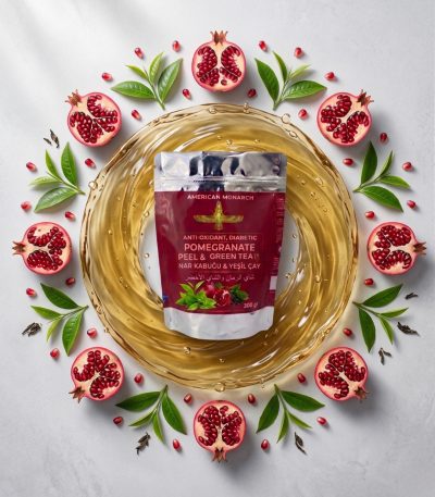 Green Tea & Pomegranate Peel Tea, Antioxidant Herbal Tea, Memory Support Natural Infusion