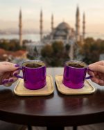 Mor 2’li Borosilikat Fincan Seti Kare Bambu Altlıklı, Isıya Dayanıklı Kahve ve Çay Fincanı - Görsel 5