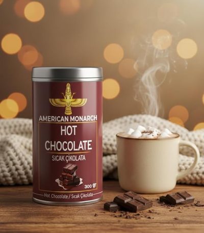 American Monarch Premium Sıcak Çikolata, Yoğun Lezzetli Gurme Hot Chocolate, Pudralı, Metal Kutu, 300 gr