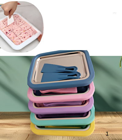 Ice Cream Roll Pan with Spatulas – Homemade Rolled Ice Cream Maker