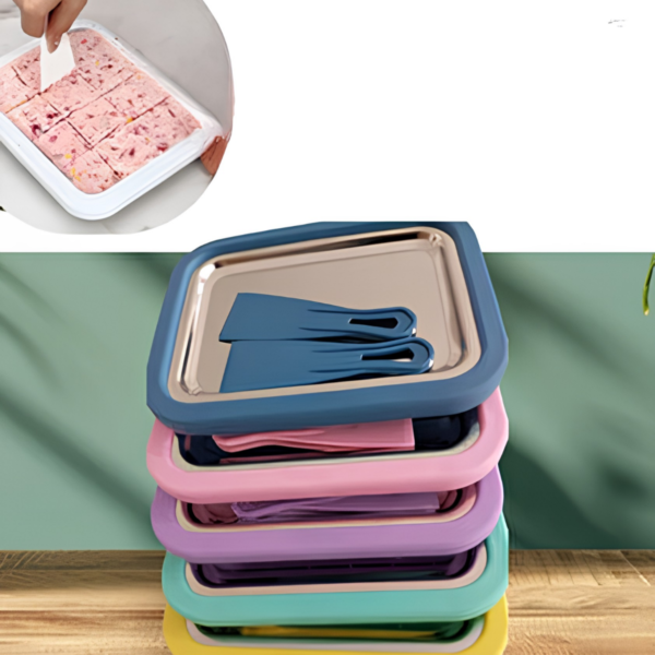 Ice Cream Roll Pan with Spatulas – Homemade Rolled Ice Cream Maker