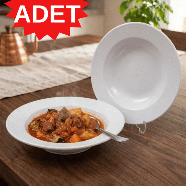 12-Piece White Melamine Deep Plates 21 cm – Durable Soup & Dinner Plates