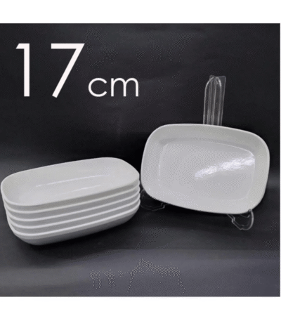 12-Piece White Melamine Boat Plates 17 x 12 cm – Medium Salad & Serving Plates
