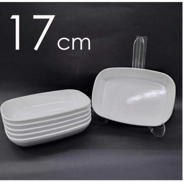 12-Piece White Melamine Boat Plates 17 x 12 cm – Medium Salad & Serving Plates