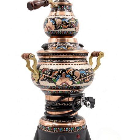 100% Pure Copper Electric Samovar – Handcrafted 4-Liter Turkish Tea Maker & Teapot Set