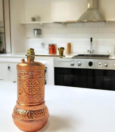 Handmade Brass Spice Grinder – Salt & Pepper Mill Set, Traditional Spice Grinder