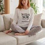 Kadın pamuklu pijama takımı 4'lü seri paket - Beyaz / Leoparlı