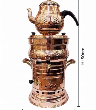 Bakır Semaver 5 Litre Ölçüler 50x30 cm - Copper Samovar 5L