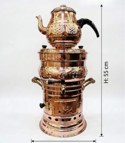 Bakır Semaver 8 Litre Ölçüler 55x33 cm - Copper Samovar 8L