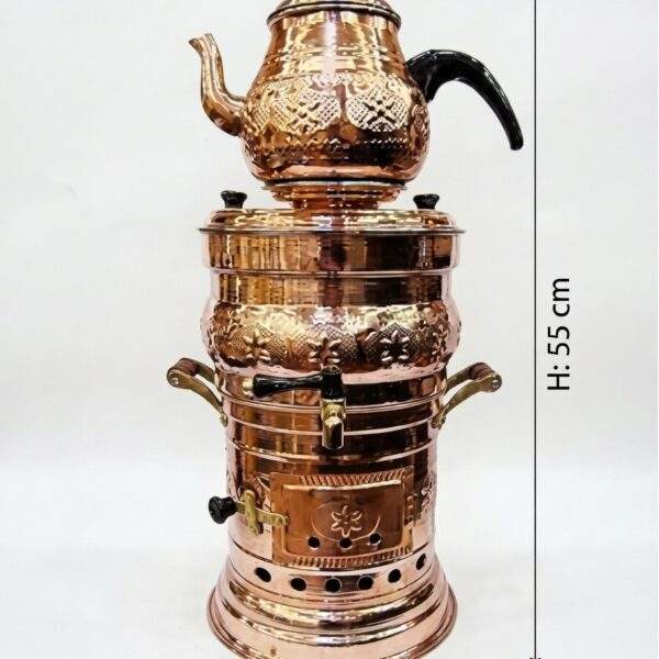 Bakır Semaver 8 Litre Ölçüler 55x33 cm - Copper Samovar 8L